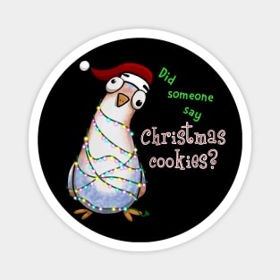 Curious Christmas Pigeon Looking for Cookies - Dark Magnet